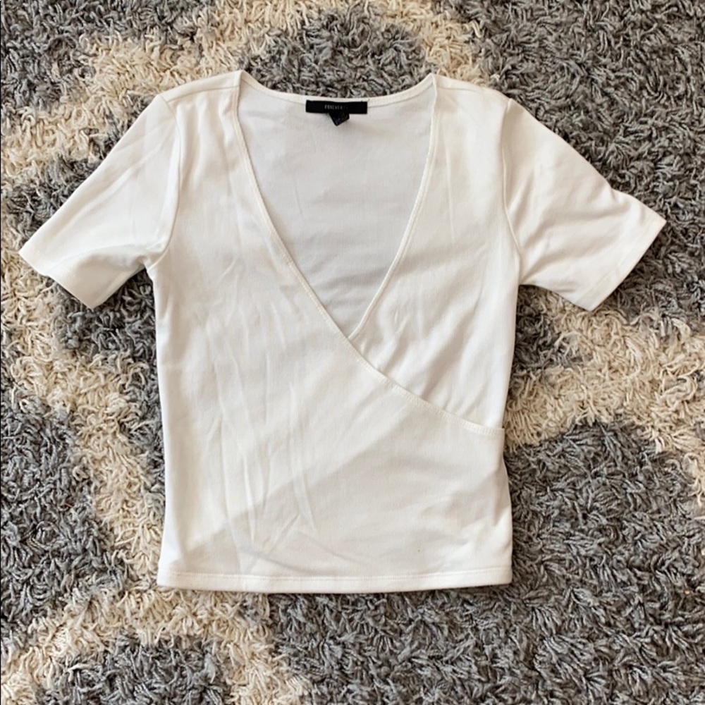 F21 White Crop Top